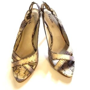 Facade Snakeskin Leather High Heels Cream/Black